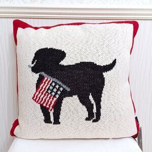 New Brooks Brothers Black Labrador Retriever Throw Pillow Americana Flag 18x18